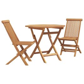 LIALOFT Garden Dining Set 3 pcs Solid Acacia Wood - Brown