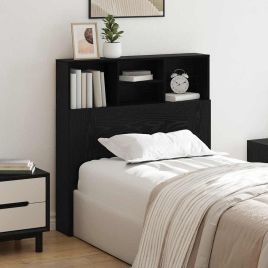 Headboard Cabinet with Shelf Black oak Engineered wood