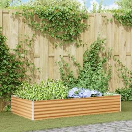 OLHCOVE Garden Raised Bed 195x100x36 cm Galvanised Steel