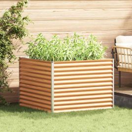 OLHCOVE Garden Raised Bed Light 98x100x68 cm Galvanised Steel - Brown