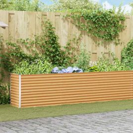 OLHCOVE Garden Raised Bed Light 582x50x68 cm Galvanised Steel - Brown