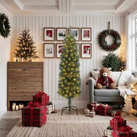 CLOVYN Artificial Christmas Tree with 300 LEDs with Stand Green 180 cm