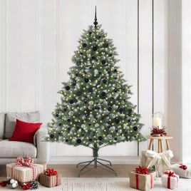 EMVER Artificial Christmas Tree with 300 LEDs with Stand Green 210 cm