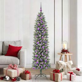 EMVER Artificial Slim Christmas Tree Green and white 180 cm