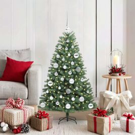 FELWIN Artificial Hinged Christmas Tree Green 120 cm PVC and Metal