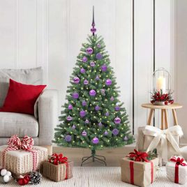 FELWIN Artificial Hinged Christmas Tree Green 120 cm PVC and Metal