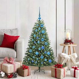 FELWIN Artificial Hinged Christmas Tree Green 120 cm PVC and Metal