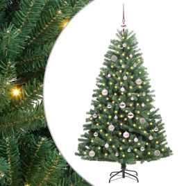 FELWIN Artificial Hinged Christmas Tree Green 150 cm PVC and Metal