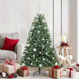 FELWIN Artificial Hinged Christmas Tree Green 150 cm PVC and Metal