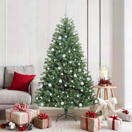 FELWIN Artificial Hinged Christmas Tree Green 180 cm PVC and Metal