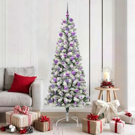 BRILAN Artificial Hinged Christmas Tree Green and white 180 cm