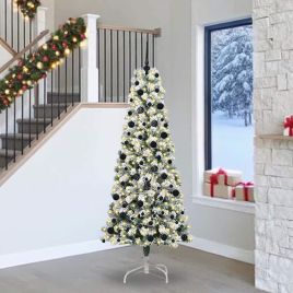 BRILAN Artificial Hinged Christmas Tree Green and white 240 cm