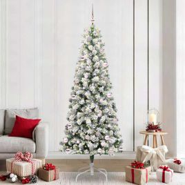 BRILAN Artificial Hinged Christmas Tree Green and white 240 cm