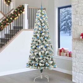 BRILAN Artificial Hinged Christmas Tree Green and white 240 cm