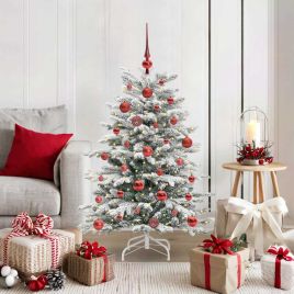 BRILAN Artificial Hinged Christmas Tree White 120 cm PE and PVC