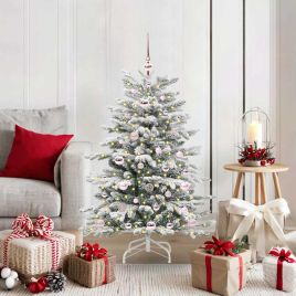BRILAN Artificial Hinged Christmas Tree White 120 cm PE and PVC