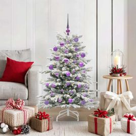 BRILAN Artificial Hinged Christmas Tree White 120 cm PE and PVC