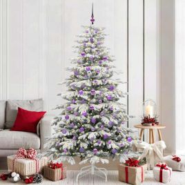 BRILAN Artificial Hinged Christmas Tree White 210 cm PE and PVC
