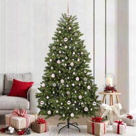 BRILAN Artificial Christmas Tree with Stand Green 210 cm PVC and Metal