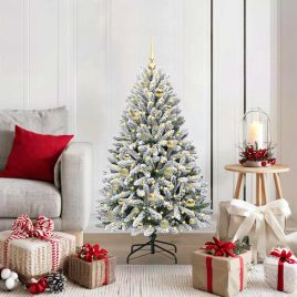 BRILCA Artificial Christmas Tree Green and White 120 cm PVC and Metal