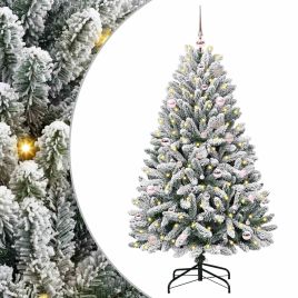 BRILCA Artificial Christmas Tree Green and White 150 cm PVC and Metal