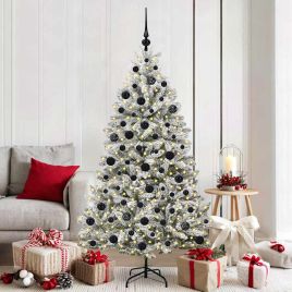 BRILCA Artificial Christmas Tree Green and White 180 cm PVC and Metal