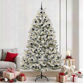 BRILCA Artificial Christmas Tree Green and White 240 cm PVC and Metal