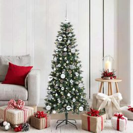 BRINLO Artificial Christmas Tree with 150 LEDs with Stand Green 150 cm