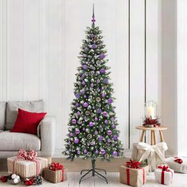 BRINLO Artificial Christmas Tree with 300 LEDs with Stand Green 210 cm