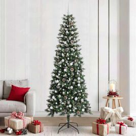 BRINLO Artificial Christmas Tree with 300 LEDs with Stand Green 240 cm