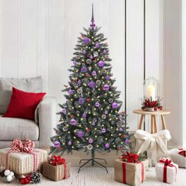 BRINLO Artificial Christmas Tree with 150 LEDs with Stand Green 150 cm