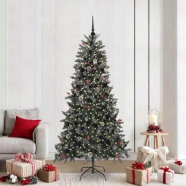 BRINLO Artificial Christmas Tree with 300 LEDs with Stand Green 210 cm
