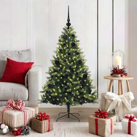 COZERA Artificial Hinged Christmas Tree 150 LEDs Green 120 cm