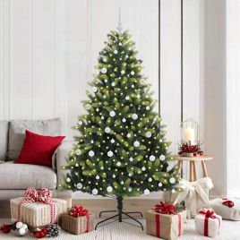 COZERA Artificial Hinged Christmas Tree 300 LEDs Green 180 cm