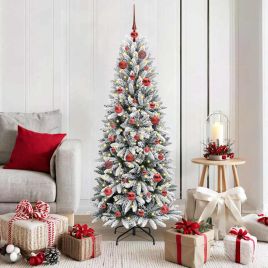 BRISKA Artificial Christmas Tree with 150 LEDs with Stand White 150 cm