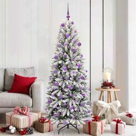 BRISKA Artificial Christmas Tree with 300 LEDs with Stand White 180 cm