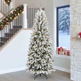 BRISKA Artificial Christmas Tree with 300 LEDs with Stand White 240 cm