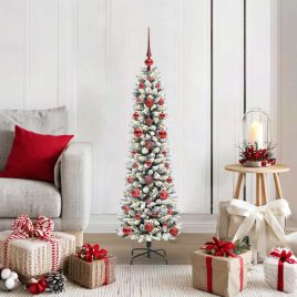 BRISKA Artificial Christmas Tree with 150 LEDs Green and white 120 cm