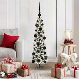 BRISKA Artificial Christmas Tree with 150 LEDs Green and white 120 cm