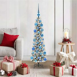 BRISKA Artificial Christmas Tree with 150 LEDs Green and white 120 cm
