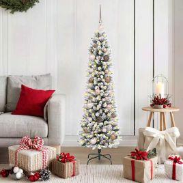 BRISKA Artificial Christmas Tree with 150 LEDs with Stand White 150 cm