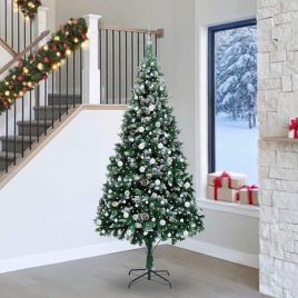 COSWIN Artificial Christmas Tree with 300 LEDs with Stand Green 240 cm
