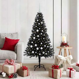 CINDOR Christmas Tree with 150 LEDs with Stand Black 150 cm PVC