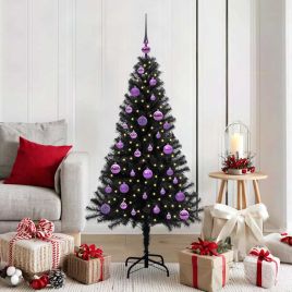 CINDOR Christmas Tree with 150 LEDs with Stand Black 150 cm PVC