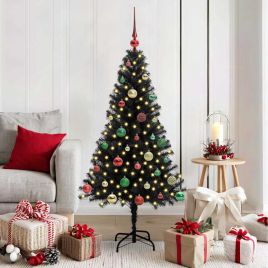 CINDOR Christmas Tree with 150 LEDs with Stand Black 150 cm PVC