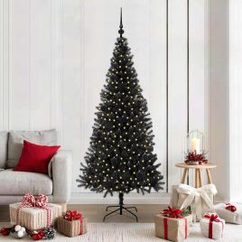 CINDOR Christmas Tree with 300 LEDs with Stand Black 180 cm PVC