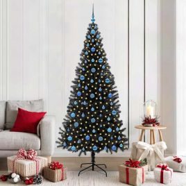 CINDOR Christmas Tree with 300 LEDs with Stand Black 210 cm PVC