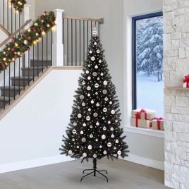 CINDOR Christmas Tree with 300 LEDs with Stand Black 240 cm PVC