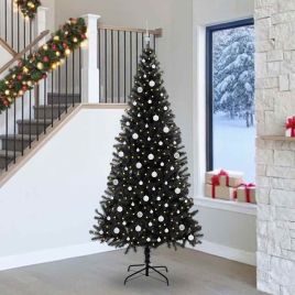 CINDOR Christmas Tree with 300 LEDs with Stand Black 240 cm PVC