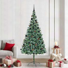 CHERLI Artificial Christmas Tree with Stand Green 210 cm PVC and Steel